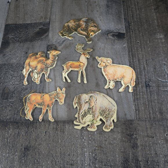 1978 Merrimack Die Cut Christmas Ornaments Elephant Camel Donkey Stag Ram - Picture 2 of 4